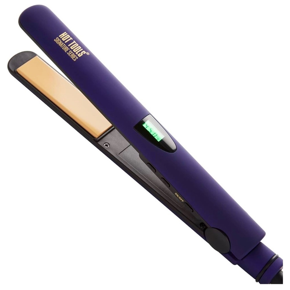 Hot Tools Flat Iron Women 1in Purple New Signature Series Gold Ceramic 450F